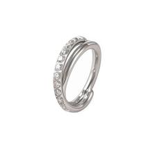Piercing Argola Articulada Dupla Trançada X em Titânio com Zircônias