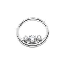 Piercing Argola Articulada Titânio 3 Pedras Zircônias Piercing Argola Articulada Titânio 3 Pedras Zircônias