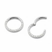 Piercing Argola Articulada Titânio com Zircônias Para Septo e Daith Piercing Argola Articulada Titânio com Zircônias Para Septo e Daith
