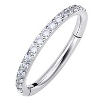 Piercing Argola Click Cravejada Zircônia Prata 925 Hipoalergênico