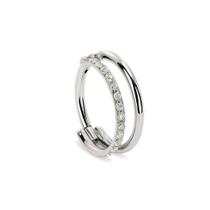 Piercing Argola Click Dupla Titânio com 1 Fileira Zircônias para Conch