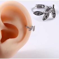 piercing argola click Helix lonbulo ramos de folhas cravejado de zicornia 8mm