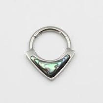 Piercing Argola Click Triangulo Abalone Titânio Antialérgico