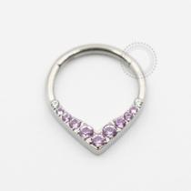 Piercing Argola Click Triangulo Cravejado Titânio