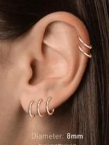 Piercing Argola Clicker 8mm Banhada Ouro 18k Hélix Gold