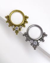 Piercing Argola com Mini Cluster de Cristais Shanti - Titânio - Joia Anodizada Personalizável