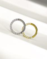 Piercing Argola com Zircônias Frontal em Titânio - Joia Minimalista