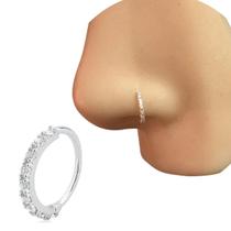 Piercing Argola Cravejada Prata 925 Zircônias 7mm Torção