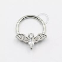 Piercing Argola de Titânio Morcego com Zircônia