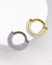 Piercing Argola Dupla com Zircônias Frontal - Titânio de Alta Qualidade
