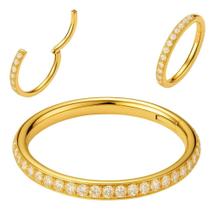 Piercing Argola Titânio Click Zircônia Brilhan - 6Mm Dourado