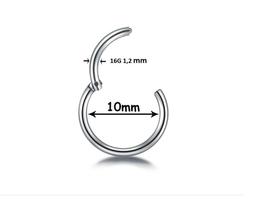 Piercing Argola Titânio Septo Helix Cartilagem 10Mm Prateado