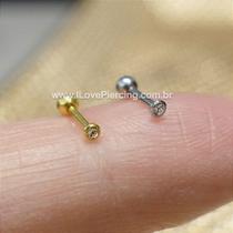 Piercing australiano em ouro 18k com brilhante - 0,8mm