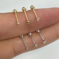 Piercing australiano em ouro 18k com zircônia Piercing australiano em ouro 18k com zircônia