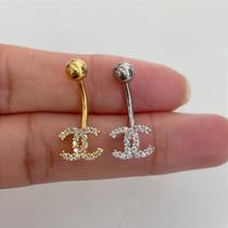 Piercing BANANA PRATA 925 DOUBLE C com Zircônias