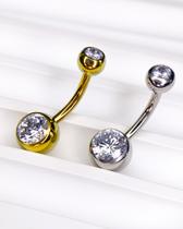 Piercing Bananabell Básico em Titânio com Cristais - Escolha sua Cor