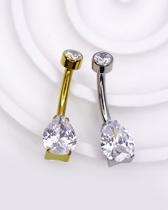 Piercing Bananabell com Gota de Zircônia em Titânio - Joia Elegante para Umbigo