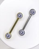 Piercing Barbell com Cristal Flat em Titânio - Escolha sua Cor