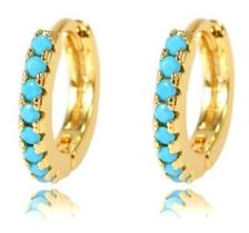 Piercing Brinco Argola - Dourado Com Pedra Branca