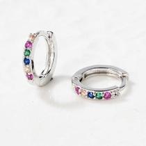 Piercing Brinco Argola - Dourado Com Pedra Colorida