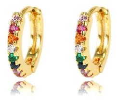 Piercing Brinco Argola - Dourado Com Pedra Colorida