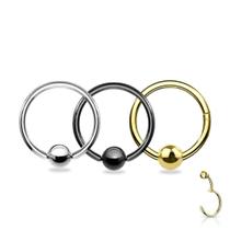 Piercing Captive Clicker Segmento Aço Cirúrgico Ouro PVD CorBlackTamanho8mm M