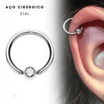 Piercing Captive Zircônia Aço Cirúrgico 316L Ouro PVD Cor:Aço Cirurgico - RosaTamanho:6mm (P)