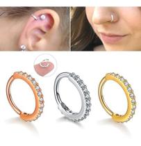 Piercing Cartilagem Nariz Argola Dourado Pedra Zirconia