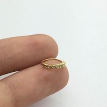 Piercing Cartilagem Nariz Argola Pedra Branca Ouro 18k AGLK043