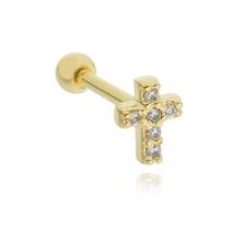 Piercing Cartilagem Orelha Aço Cirúrgico Cruz Trágus Conch