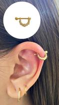 Piercing cartilagem orelha ouro 18k