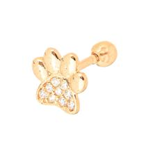 Piercing Cartilagem Pata Ouro 18k Pata Zircônia PC0311