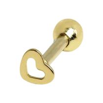 Piercing Cartilagem Trágus Coração Vazado Ouro 18K 03222 K040 Piercing Cartilagem Trágus Coração Vazado Ouro 18K 03222 K040