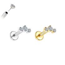 Piercing Cluster Brilhante Sem Rosca Titânio G23 Ouro PVD Cor:DouradoTamanho:6mm (P)