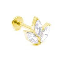 Piercing Cluster em Titânio com 3 Pedras Zircônias Rosca Interna