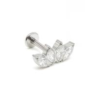 Piercing Cluster em Titânio com 4 Pedras Zircônias Rosca Interna