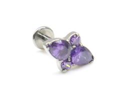 Piercing Cluster em Titânio G23 com Pedras Zircônias Roxa ou Transparente