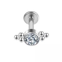 Piercing cluster em zircônias Trinity - tragus/hélix aço cirúrgico