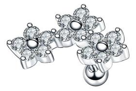 Piercing Cluster Helix Cartilagem Pedras De Zirconia Flor