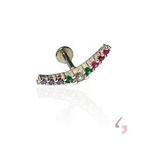 Piercing Cluster Prata 925 Zirconias Coloridas Hélix Conch