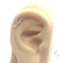 Piercing Cobra Cravejada Prata 925 Orelha Helix Tragus