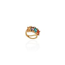 Piercing Com Zircônias Baguetes Coloridas Banho Ouro 18K