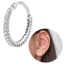 Piercing conch click prata original 925 cravejado 12mm moda