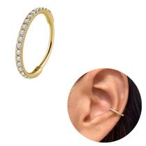 Piercing Conch Dourado Cravejado Aço Banhado Ouro Delicado