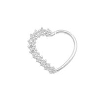 Piercing Coração Cravejado - Prata 925 Orelha Esquerda -10Mm Piercing Coração Cravejado - Prata 925 Orelha Esquerda -10Mm