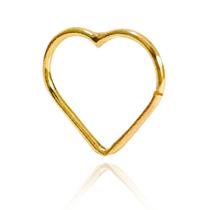 Piercing Coração Liso 10mm De Orelha Ouro 18k 750