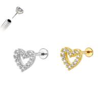 Piercing Cravejado Zircônias Push Pin Aço Cirúrgico Ouro PVD Cor:DouradoTamanho:6mm (P)