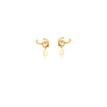 Piercing d com Cristal Morganita e Gota Banhado a Ouro
