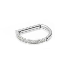 Piercing D Ring Articulado em Titânio com Zircônias Cravejadas