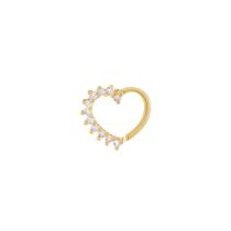Piercing Daith Aço Cirúrgico Coração Cravejado Lado Direito Dourado